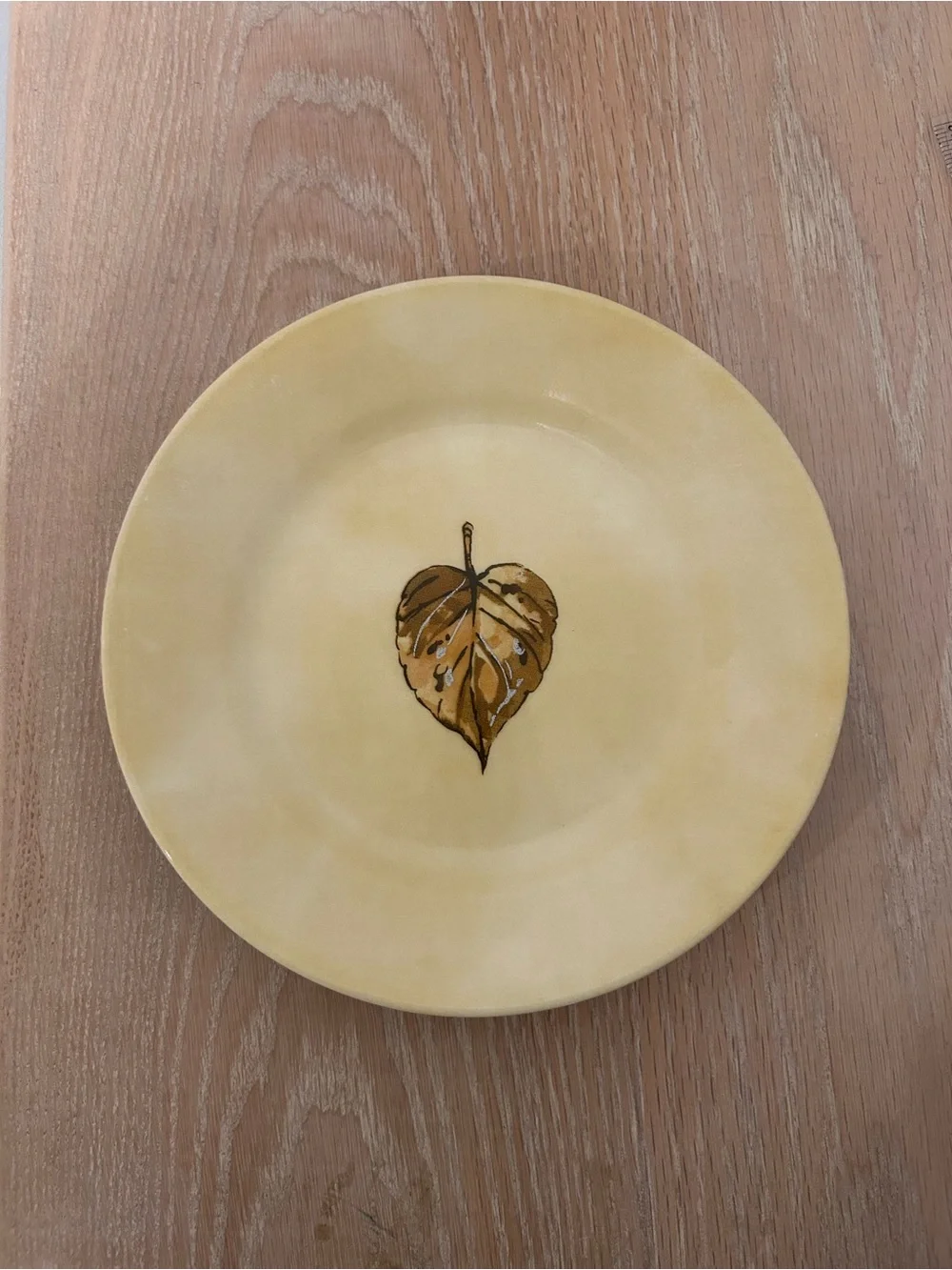 Corelle Cream Dinner Plate with Brown Leaf Accent